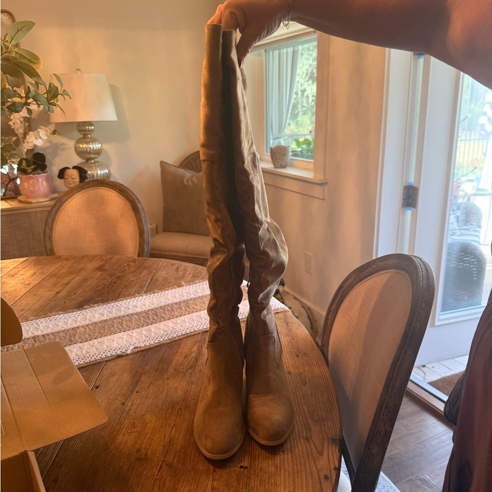 Journee Collection Tan Over the Knee Boots - Picture 4 of 4